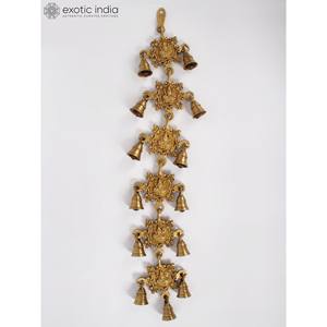 Colgante de pared de latón hecho a mano de 26 pulgadas con diseño de Lakshmi Devi, campanas de latón Devi para decoración del hogar - Product Image 3