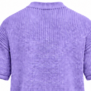 T-shirt tricoté pour homme lavande à manches courtes, col rond, texturé, décontracté, imprimé personnalisé, streetwear, mode estivale, vente en gros - Product Image 6