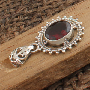 Natural Red Garnet Pendant 925 Sterling Silver AAA Quality Mozambique Platinum Plated <b>Vintage</b> Necklace January Birthstone - Product Image 3