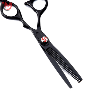 Ciseaux de coiffure professionnels en acier inoxydable noir de 6 pouces, ciseaux à effiler avec logo personnalisé, lame tranchante, outil de beauté - Product Image 3