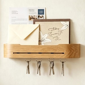 Natural Oak Wood <b>Key</b> Holder Wall Mount | Handcrafted Wooden <b>Key</b> Organizer Wholesale - Product Image 2
