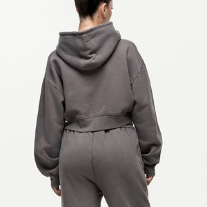 เสื้อฮู้ดมีซิปสำหรับผู้หญิงเสื้อครอปมีฮู้ดเสื้อครอปแฟชั่น - Product Image 2