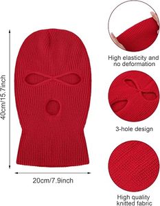 Masque Balaclava Unisexe Rouge Intégral Respirant Imperméable en Spandex et Polyester Couleur Unie pour Adulte – Idéal pour l'Extérieur et les Loisirs - Product Image 6