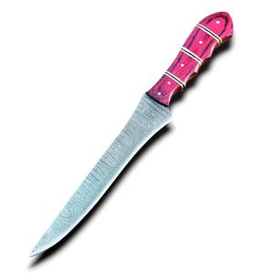 มีดแล่เนื้อเหล็กดามัสกัส ตีขึ้นรูปด้วยมือ คุณภาพพรีเมียม ด้ามไม้ปักก้าหลากสี มีดตกปลา - Product Image 1