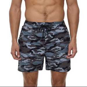 Short de bain camouflage pour homme, séchage rapide, avec cordon de serrage, décontracté, longueur courte, taille mi-haute, en polyester tissé - Product Image 1