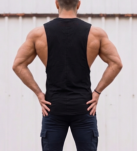 Camiseta sin mangas negra para hombre, cuello redondo, informal, tejida, 100% algodón, top de fitness, chaleco ligero para gimnasio. - Product Image 2