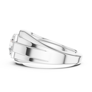 Bague signet classique en or blanc 10K pour homme, sertie d'un diamant de laboratoire taille ronde solitaire, plaqué rhodium, 2 carats, or rose, blanc, jaune - Product Image 3