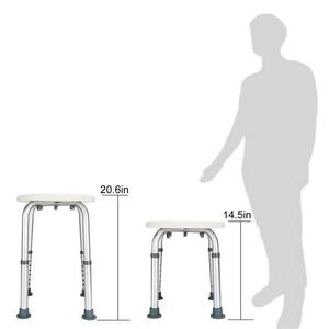 Sedia da Bagno in Lega di Alluminio Regolabile in Altezza, Attrezzatura di Sicurezza per Doccia e Vasca, Colore Bianco - Product Image 1