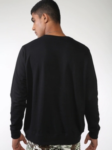 Sudadera Negra de Manga Larga para Hombre, Corte Regular, Estampada, Estilo Casual, Cuello Redondo, Tejida, 100% Algodón, para Primavera - Product Image 2