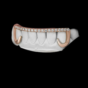Grillz dentaire unisexe en or 18 carats avec diamants taille brillant ronde sertis en canal, style hip-hop, pour usage quotidien - Product Image 2
