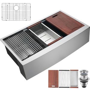 Lavello da Cucina Stile Rustico in Acciaio Inox 304, Vasca Singola da Incasso con Accessori per Uso Domestico - Product Image 1