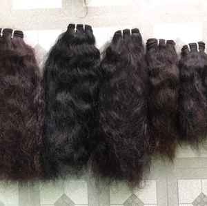 Extensions de cheveux humains vierges indiens, trame simple nouée à la main, avec fixation par clips et fusion, 100g, style noir permanent, emballage - Product Image 1