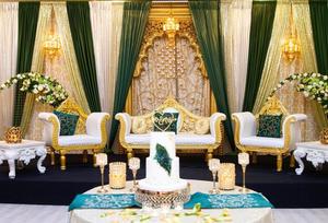 Juego de Muebles de Estilo Maharaja Dorado para Bodas, Muebles de Boda Asiáticos Modernos, Muebles Dorados para Bodas en Canadá - Product Image 4