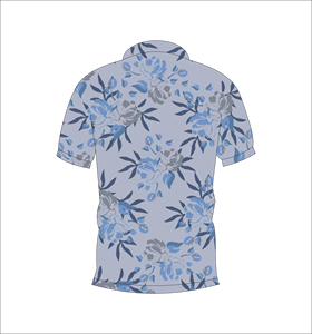Polo Botánico Azul Personalizado, Transpirable y Ligero, Ropa Deportiva para Golf, Manga Corta, Sublimación, Diseño Floral - Product Image 3