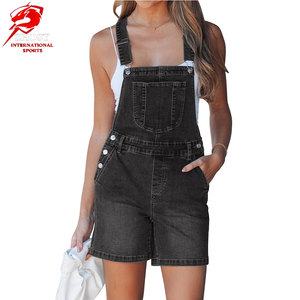Custom Design Women Jeans Romper <b>Vintage</b> <b>Jumpsuit</b> Sleeveless One Piece Clothing With Front Pockets - Product Image 1