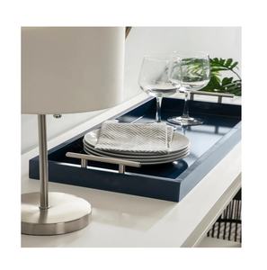 Plateau en bois quantité minimale de commande bas fait à la main avec poignée en métal Grossiste rectangulaire Fabricant vente directe d'usine - Product Image 4