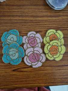 Rose Flower <b>Drink</b> <b>Coasters</b> Handmade Flower <b>Coasters</b> Pastel Bead Mug Mats Colorful Floral <b>Coasters</b> Blue Pink Yellow <b>Coasters</b> - Product Image 5