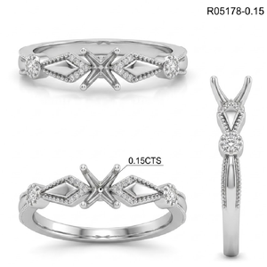 Fine Jewellery Design Top Quality 18k White Gold Real Diamond Hand Made Fashion <b>Couple</b> Semi Mount Engagement <b>Rings</b> for Women - Product Image 6