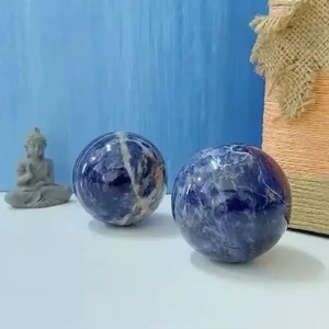 Premium Quality Dynamic <b>Crystal</b> Natural Blue Sodalite <b>Crystal</b> <b>Sphere</b> High Polished Carved Gemstone for Healing Meditation - Product Image 1