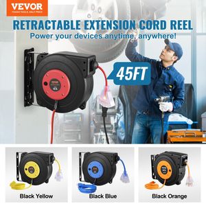 Avvolgicavo Elettrico Retrattile Professionale da 45 FT con Cavo 12AWG/3C SJTOW, 15 Amp, Presa Tripla Illuminata - Product Image 2