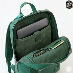 Minimalist Genuine Leather <b>Backpack</b> Green <b>Waterproof</b> Zipper Closure Detachable Arcuate Shoulder Strap Soft Multi-Functional PVC - Product Image 3