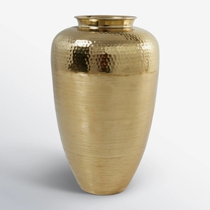 Handmade Modern Lightweight Two Tone Hammered Brushed <b>Gold</b> Metal <b>Vase</b> Decorative Tall Floor Vessel Luxury Living Room - Product Image 1