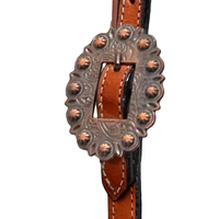 Ensemble d'équitation en cuir véritable occidental avec incrustation turquoise, motif brodé, fermeture à boucle réglable