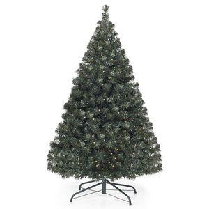 Albero di Natale Artificiale Pre-Illuminato in PVC da 4,5 Piedi con Design Elegante a Cerniera per Esposizione Festiva - Product Image 1