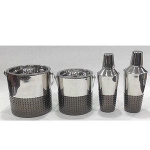 Juego de Coctelera de Acero Inoxidable Martillado, Cubeta Redonda para Bebidas, Cubeta Metálica Morada para Servir Bebidas, Cubitera - Product Image 2