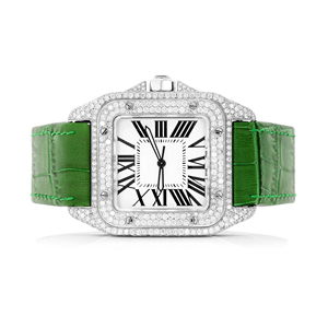 Reloj de Cuarzo de Acero Inoxidable con Incrustaciones de Moissanita, Correa de 20 mm, Cristal Revestido, Estilo Moderno y Hip Hop - Product Image 1