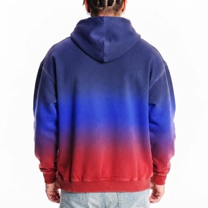 Sweat à capuche zippé pour homme avec manches contrastantes, en molleton de coton mélangé de qualité supérieure, poche kangourou, décontracté, sportif, hiver - Product Image 2
