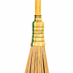 Traditional Bamboo Handle Coconut Stick Broom Flagged Bristle Medium Stiffness Eco-Friendly Classic Design for Outdoor Use - Product Image 4