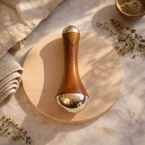Bâton de massage facial en bois Kansa, outil de beauté ayurvédique, fait main, décoration moderne pour la maison, NEHA ENTERPRISES, visage et corps - Product Image 5