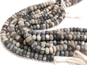 Perles d'opale dendritique naturelle, rondes, lisses, de 6 mm à 8 mm, vendues par brin de 8 pouces de long. - Product Image 3