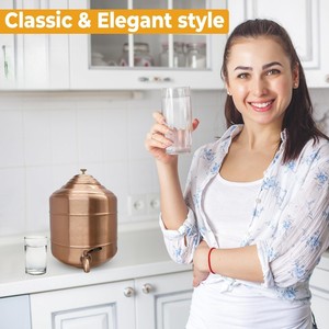 ถังเก็บน้ำทองแดงแท้ 100% พร้อมก๊อกน้ำสแตนเลสและฝาปิด ขนาด 12 ลิตร - Product Image 3