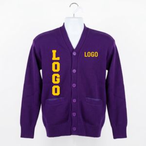 Cardigan pour homme personnalisé PV A&M avec broderie, logos en chenille, tricotage, coupe décontractée, cardigan HBCU, tricoté en acrylique - Product Image 2