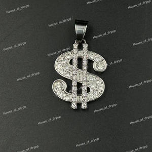 Collier pendentif symbole du dollar en argent 925 glacé avec diamant moissanite, style streetwear, chaîne hip-hop, bijoux - Product Image 2