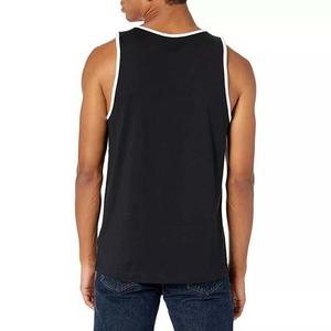 Camiseta sin Mangas Negra para Hombre con Ribete en Contraste, Chaleco Deportivo Informal para Gimnasio, Entrenamiento, Verano, Aire Libre y Uso Diario - Product Image 5