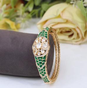 Attractive <b>Antique</b> Look <b>Gold</b> Plated Moissanite Kundan <b>Bangles</b> Wear for Functions Two Pair Of <b>Bangle</b> Set for Women Girl - Product Image 2