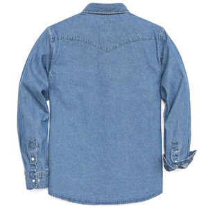 Chemise en jean classique pour homme, manches longues, décontractée, boutonnée, en coton bleu, pour tous les jours, les activités de plein air et les tenues semi-formelles - Product Image 3