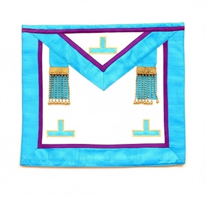 Delantal de Maestro Aprendiz de la Francmasonería con 3 Borlas, 39x33cm - Memphis Misraim, Cuero Premium, Bordado a Mano, Regalia para Ceremonia de la Logia Azul - Product Image 1