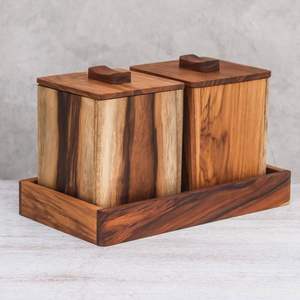 Recipiente de almacenamiento de madera sostenible para una organización de cocina ecológica y almacenamiento de alimentos sin plástico. - Product Image 5