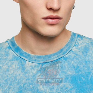 Camiseta al por mayor con logo personalizado impreso, lavada al ácido, para hombre, manga corta, uso casual, 100% algodón, corte holgado, camiseta lavada al ácido. - Product Image 3