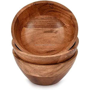 Cuenco ondulado Real Acacia acabado Natural respetuoso con el medio ambiente diseño múltiple cuencos para servir frutas ensaladeras ligeras con logotipo - Product Image 3