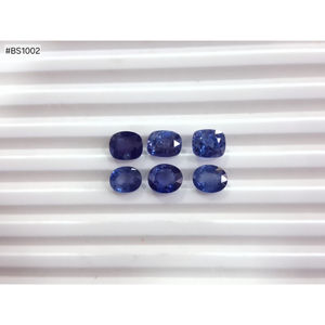 ไพลินสีน้ำเงินธรรมชาติ 13.38 กะรัต, 6 เม็ด รูปทรงวงรีและทรงคุชชั่น พลอยหลวมสำหรับทำเครื่องประดับ - Product Image 1