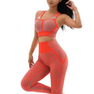 Ensemble de yoga respirant sans couture pour femmes, 2 pièces, vêtements de sport de gym, haut court sans manches, leggings à taille mi-haute élastique - Product Image 3