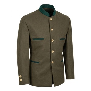 Unisex Green <b>Wool</b> Lederhosen <b>Quilted</b> Jacket Heated Breathable Winter Traditional European Clothing Regular Fit Solid Color - Product Image 3
