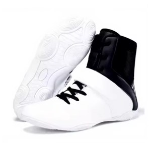 PROFIT SPORTS Chaussures de lutte montantes en PU blanc et noir, à lacets, durables, pour l'entraînement, toutes saisons, pour hommes, légères et respirantes - Product Image 2