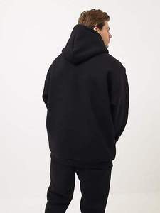 Ensemble de survêtement unisexe noir à capuche et pantalon, couleur unie, manches longues, taille à cordon, pour l'automne - Product Image 4