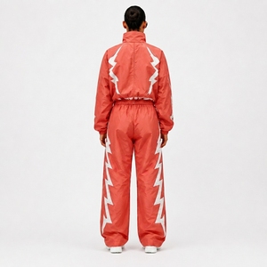 Black Nylon Sportswear Tracksuit Set with Zip <b>Jacket</b> and Pants for Athletic Training Fitness Running Gym Workout and Outdoor - Product Image 2